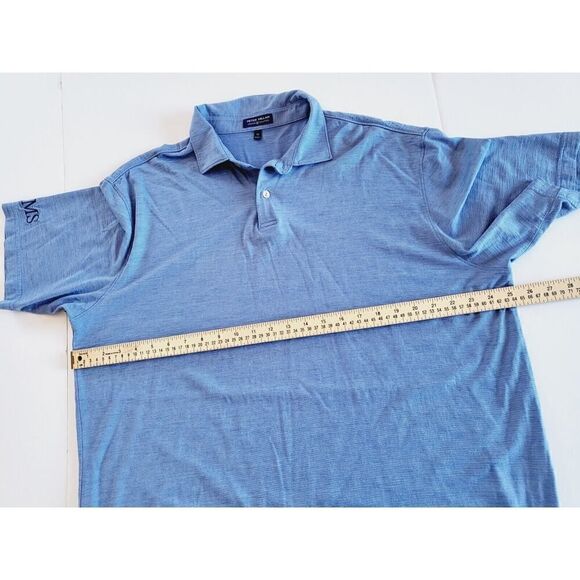Peter Millar Shirt Mens XL Blue Striped Golf Polo Logo Crown Crafted Wool Nylon - Picture 6 of 9